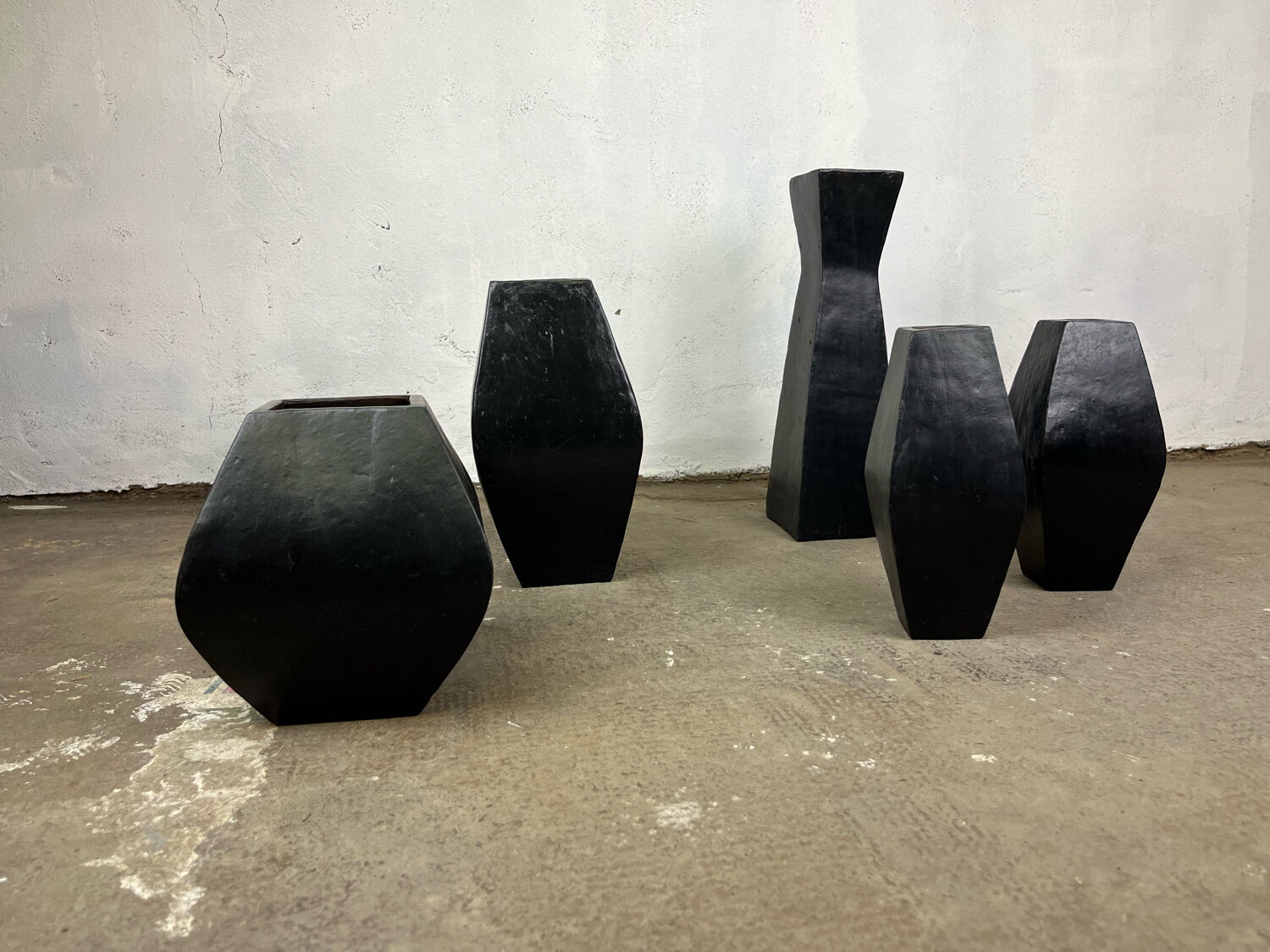Set of glazed terracotta vases