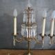 Pair of antique bronze and crystal candelabras - electrified