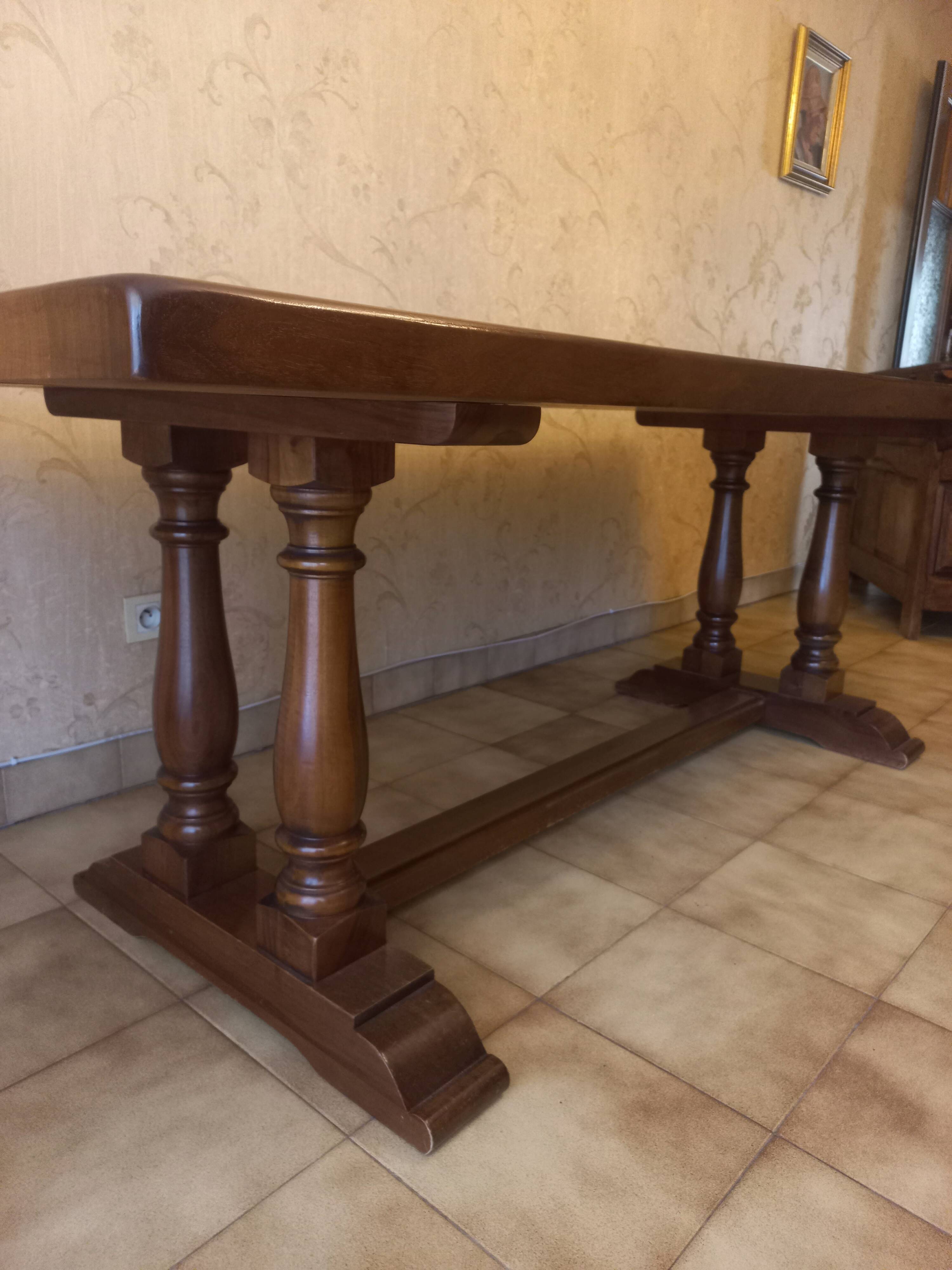 Grande table monastère en noyer français – 220 × 90 cm