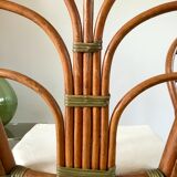 Set of 3 rattan / bamboo chairs with cushions years 1960-1970