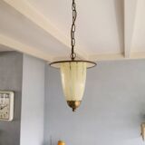 Suspension pendentif française en verre vintage années 1950