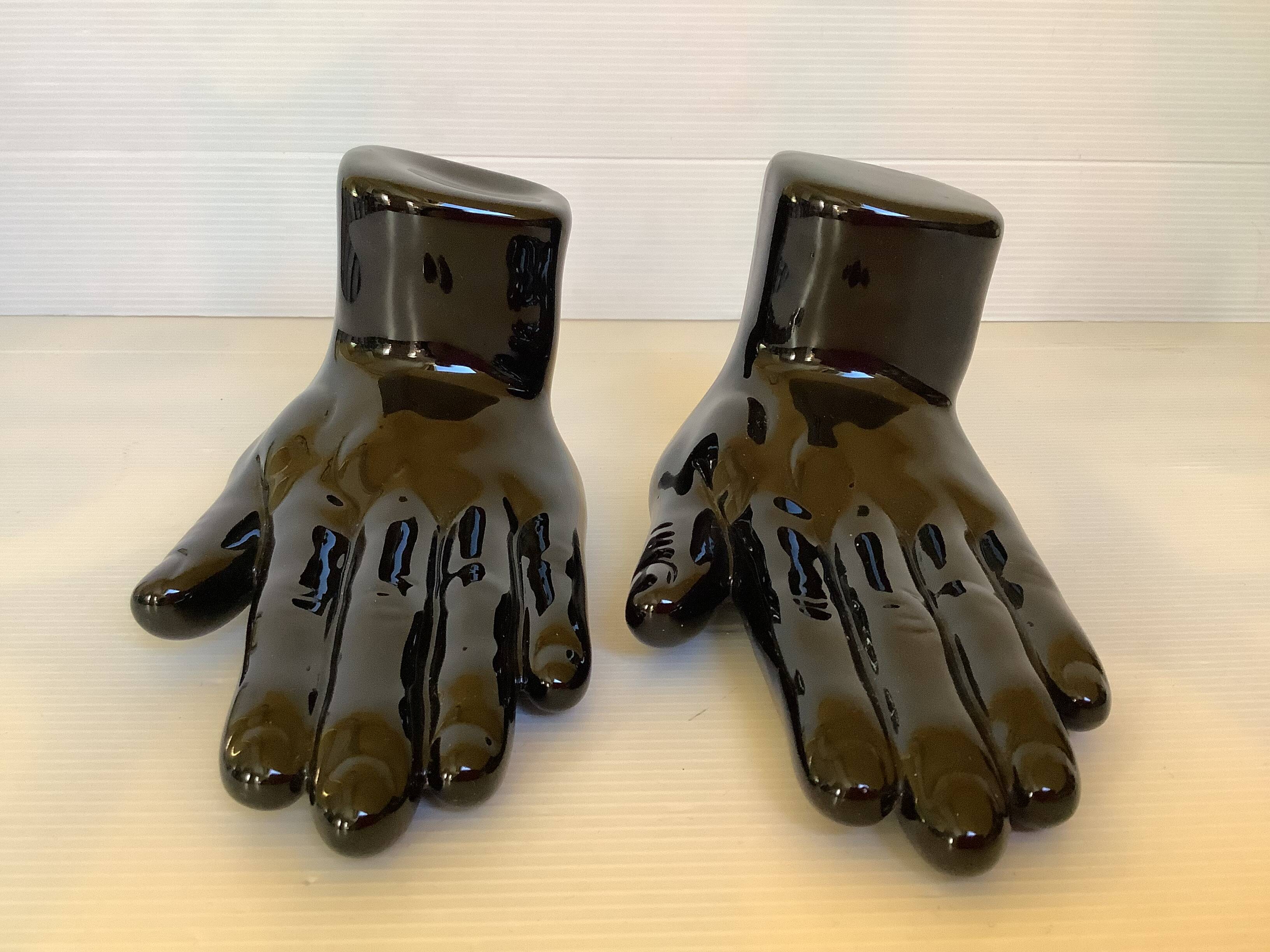 Pair of black hand bookends