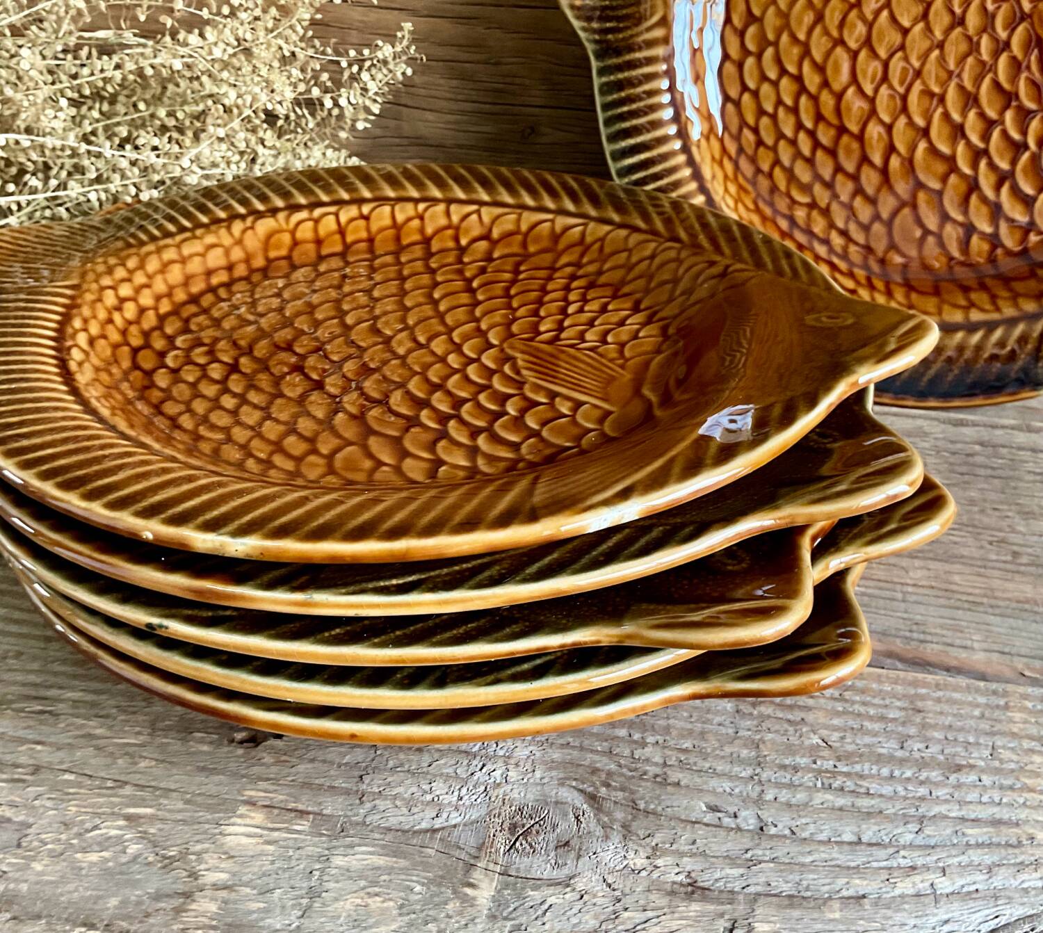 6 fish plates Sarreguemines France