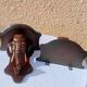 Rare pair of wall-mounted consoles Elephant carved wood J. Derolland