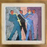 Hsp painting "jazzmen" 1959 by michel ronga (20th century) + frame