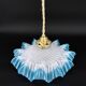 Vintage pendant light in blue gradient draped opaline glass