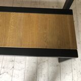 Table with Fermob bench in natural wood and iron
