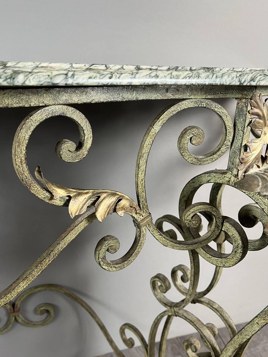 Wall console in wrought iron, 20th century