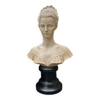Large alabaster bust of Manon Lescaut signed by Arnaldo Giannelli.