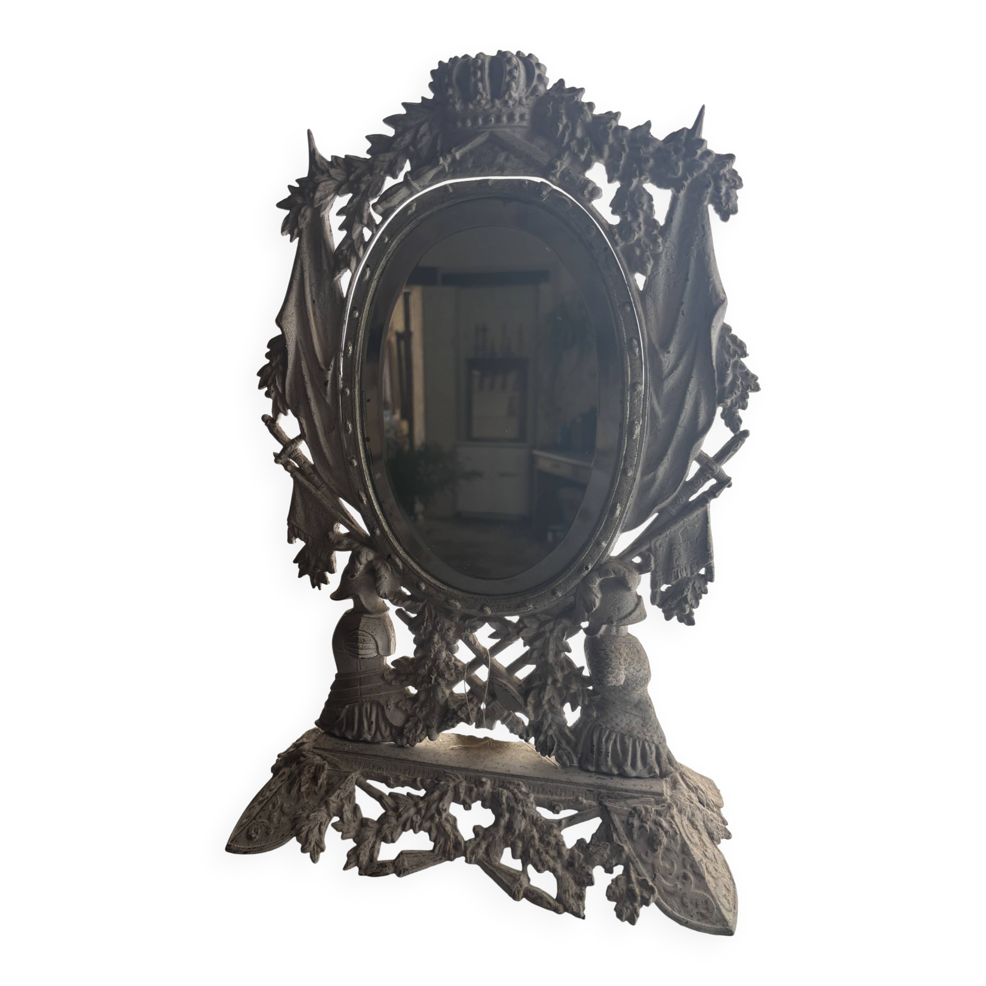 Table mirror in cast iron