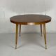 Italian round table with tapered brass leg ends, 1950s