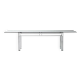 Table à manger en acier brossé avec plateau en verre - Doge - Carlo Scarpa pour Simon - années 1970