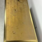 Table basse Hollywood regency en laiton et verre irisé vintage 70'S