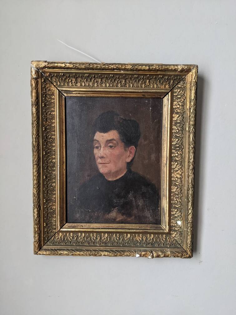 Oil on wood old portrait decoration antique countryside baroque molded