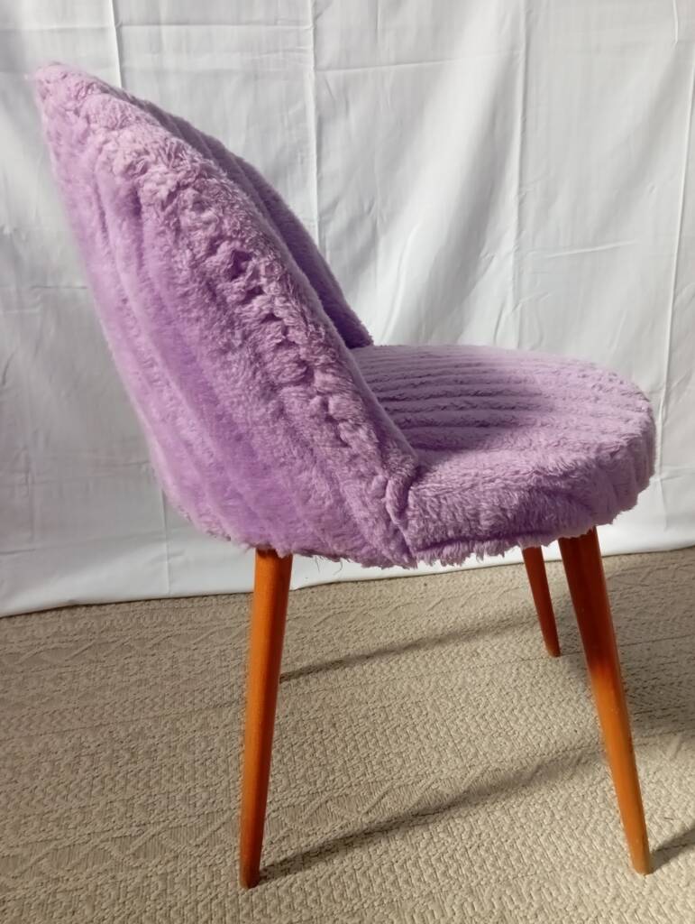 Lilac furry chair from the 50s