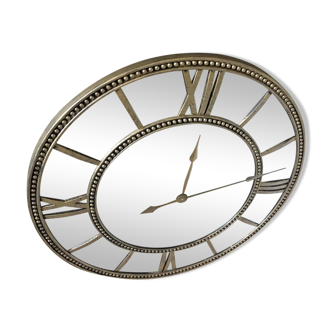 Large pendulum wall clock mirror antique silver modernist design