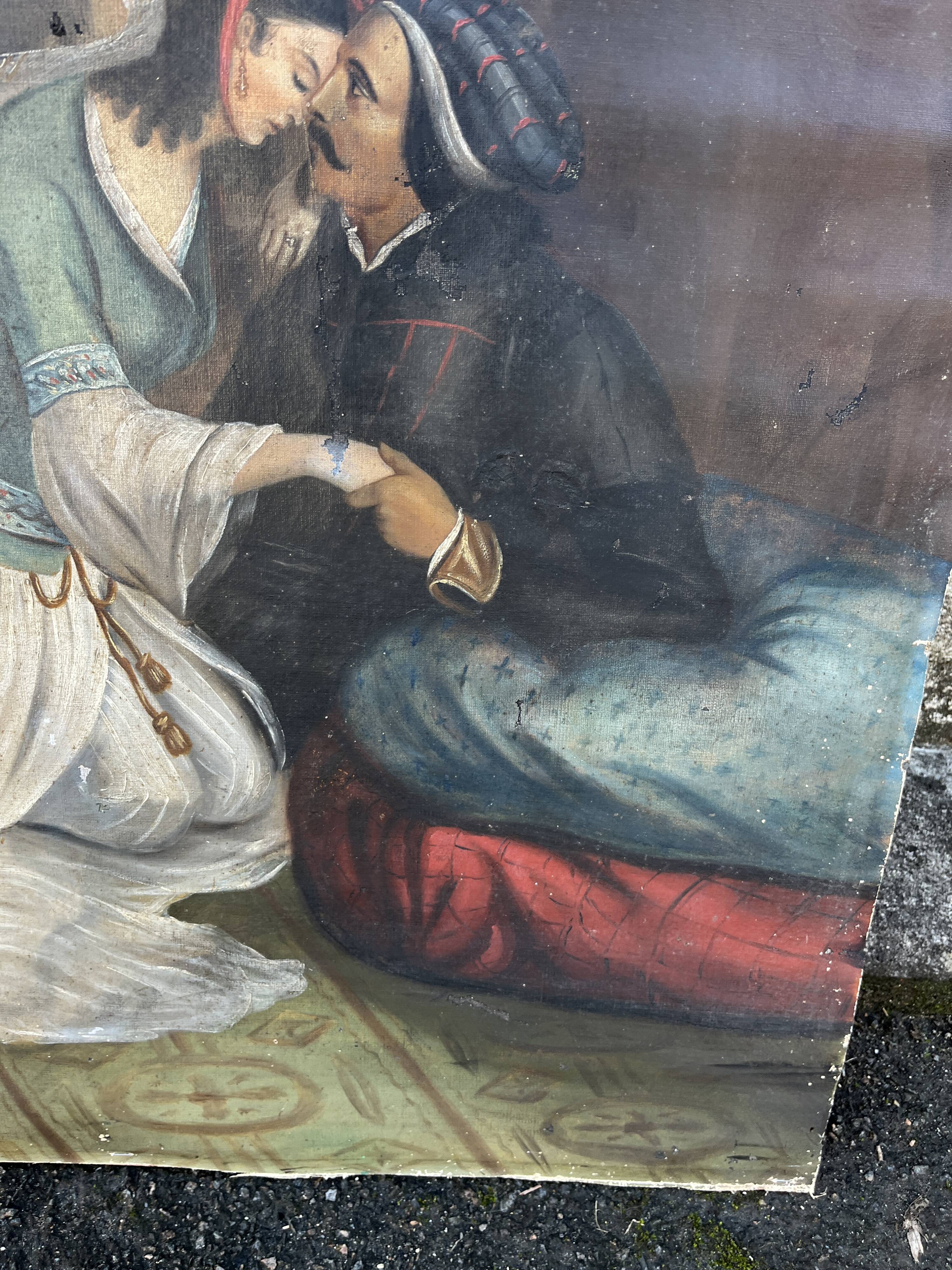 Grand Orientalist Tableau – Harem Scene: The Couple and the Panther