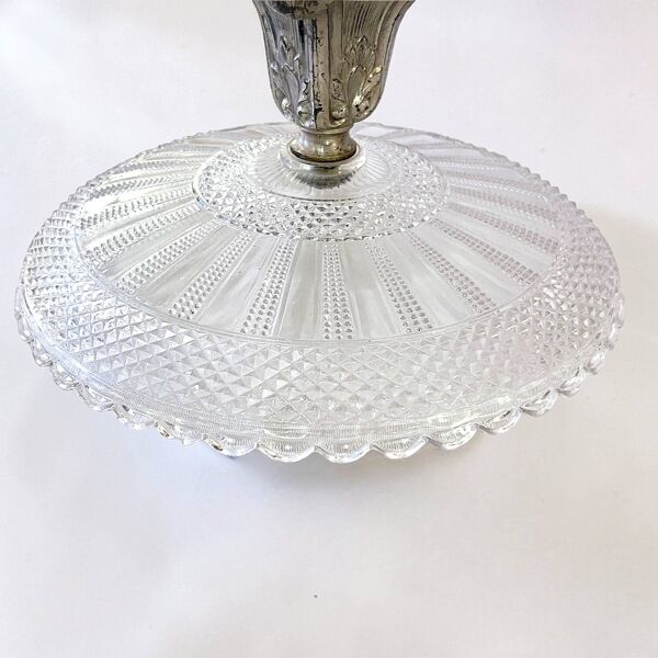 Coupe à fruit Art Nouveau en verre et métal Compotier Art Nouveau