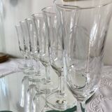 6 engraved antique champagne flutes
