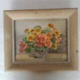 Watercolor painting bouquet of flowers signed old