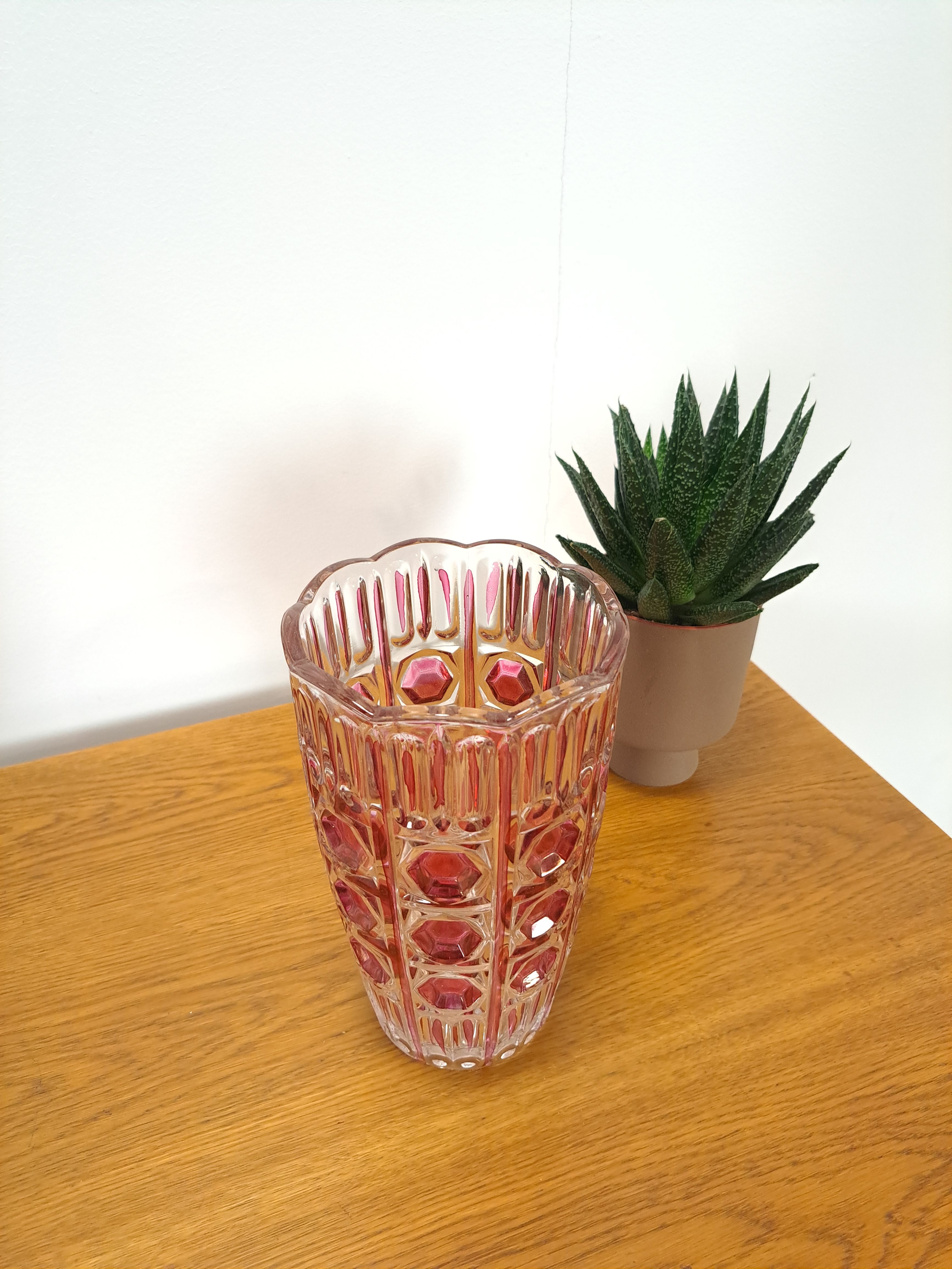 Vintage Vintage Pink Glass Vase Italy, Flower Vase
