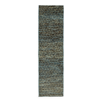 Tapis coureur en laine bleu rustique turc fait à la main 90 cm x 320 cm