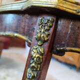Louis xv louis xvi transitional style pedestal table in walnut marquetry