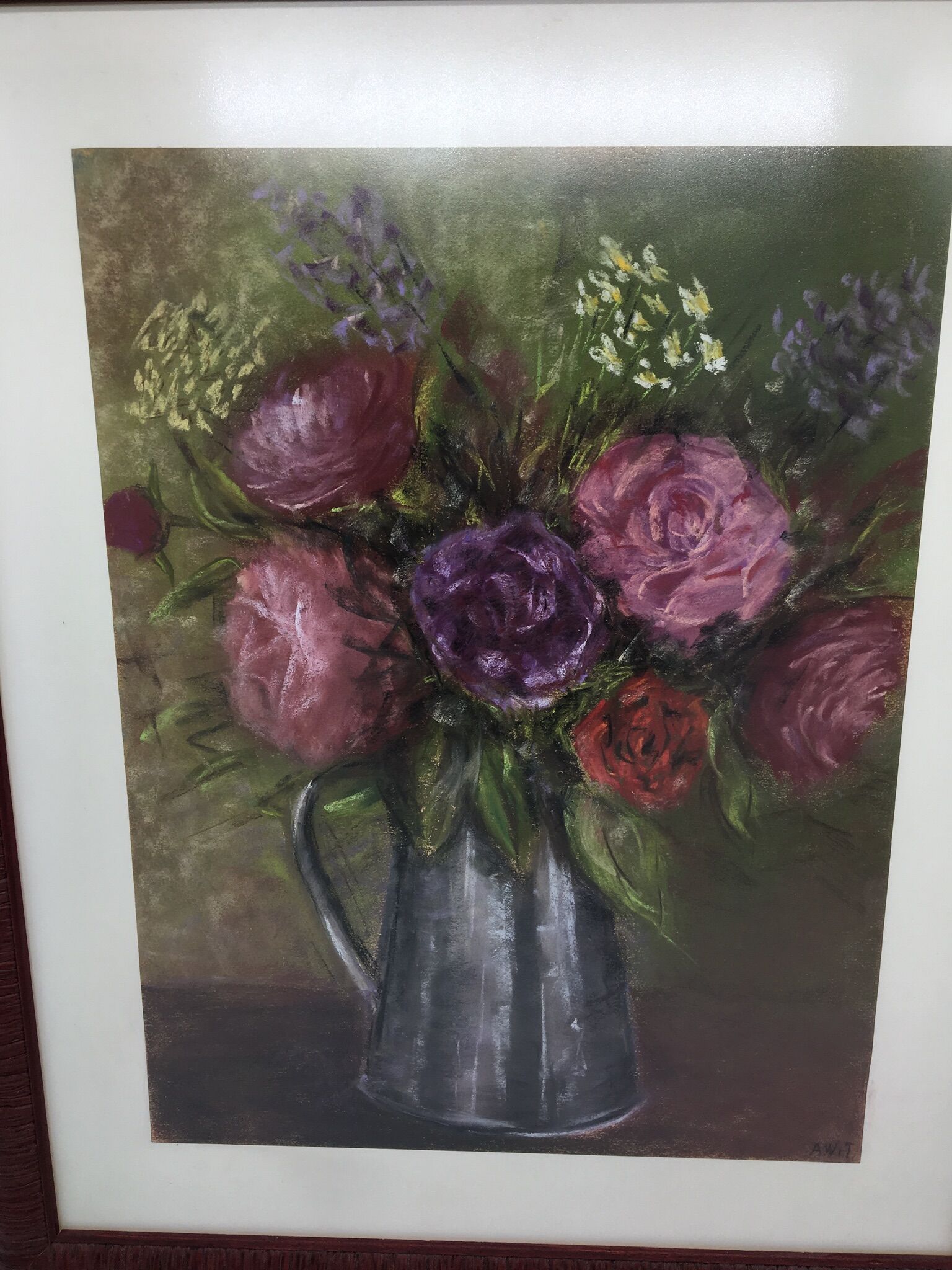 Table bouquet of peonies and wildflowers, years 70