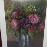 Table bouquet of peonies and wildflowers, years 70