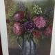 Tableau bouquet de pivoines et fleurs sauvages, années 70