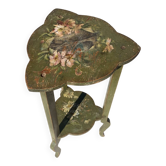 Guéridon, sellette en bois peint de motifs floraux