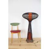 Lampadaire champignon rotin vintage