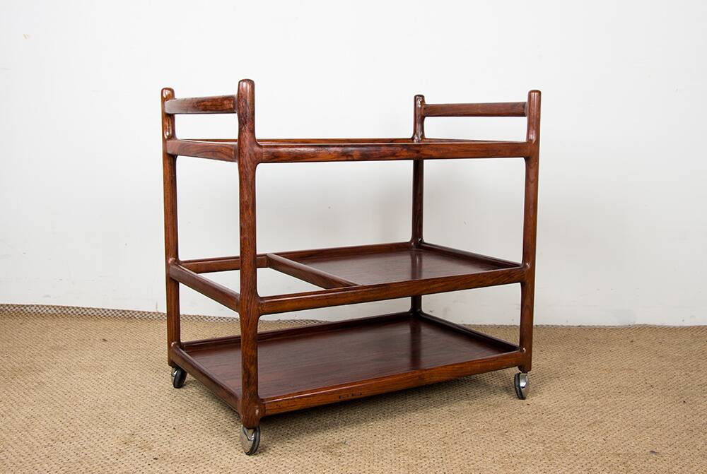 Danish Rosewood Serving Trolley, 3 Tier by Johannes Andersen for Silkeborg 196