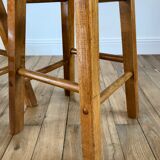 Pair of high stools / bar varnished wood 60-70s