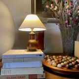 Wooden lamp, fabric cable, cotton lampshade