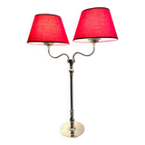 Stainless steel desk lamp with red shades