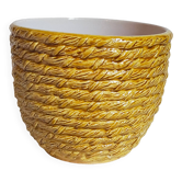 Cache-pot en céramique barbotine "corde" vintage