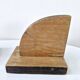 Old wooden bookends with pyrography flower decoration signed 1940s Art Deco