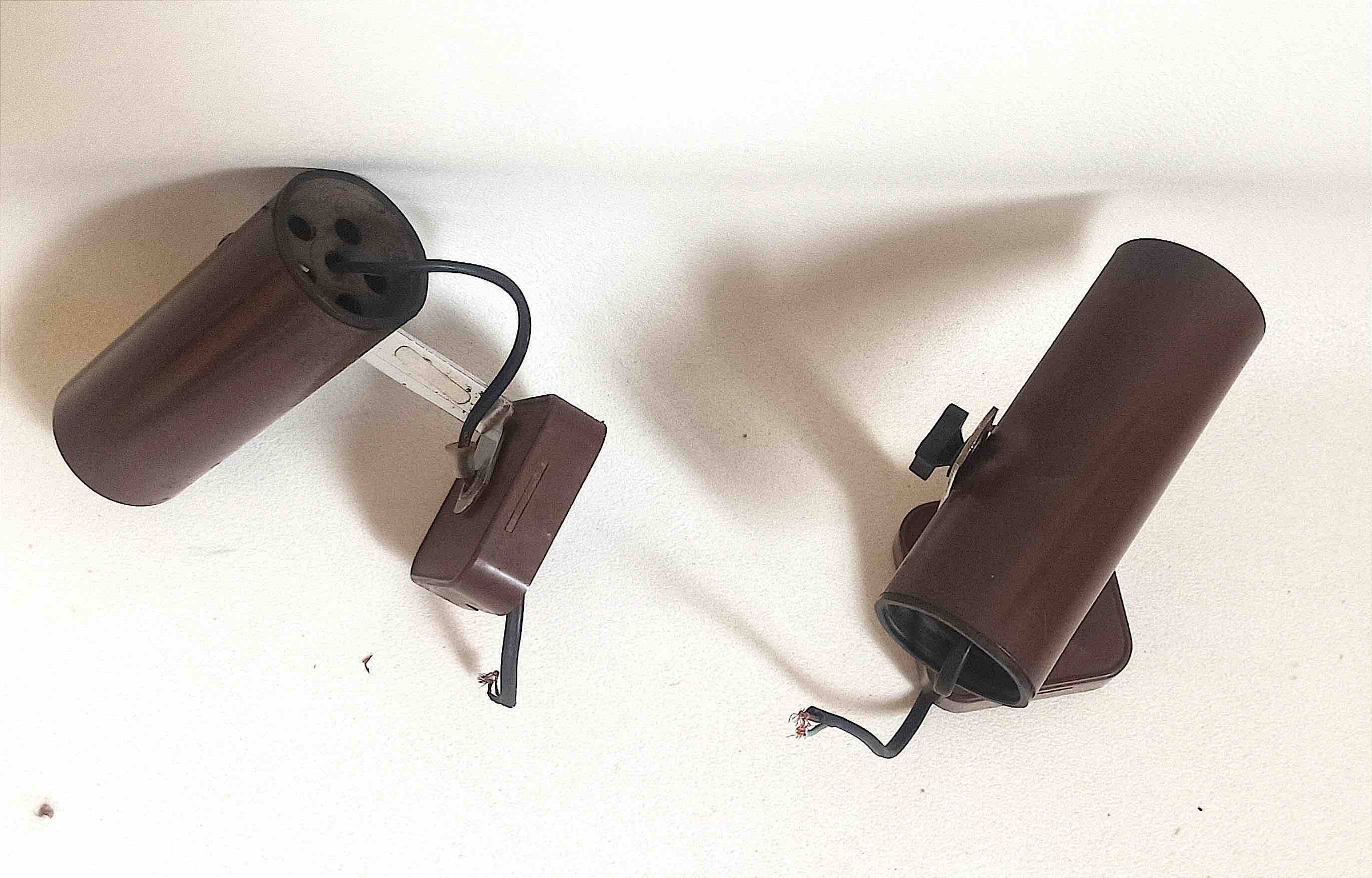 Pair of 70s dark brown adjustable wall lights