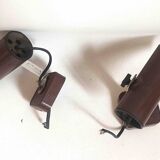 Pair of 70s dark brown adjustable wall lights