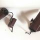 Pair of 70s dark brown adjustable wall lights