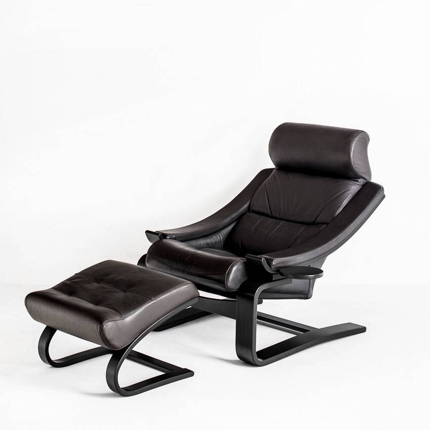 Kroken armchair + pouf designed by Ake Fribytter, published by Roche Bobois. France, 2000s.