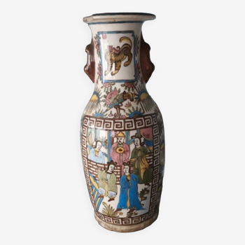 Iranian kadjar antique persian baluster vase iznik polychrome enameled faience 19th