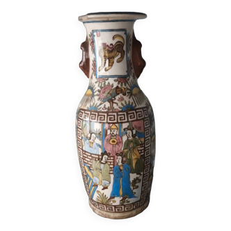 Vase iranien kadjar ancien balustre perse iznik faience émaillé polychrome xixe