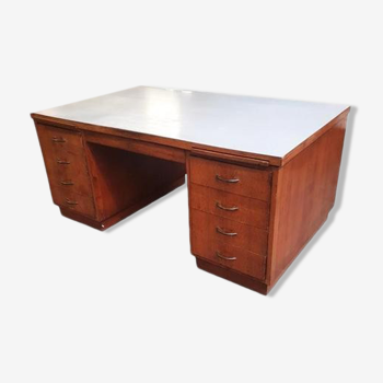 Bureau de direction vintage 1950 chêne et formica