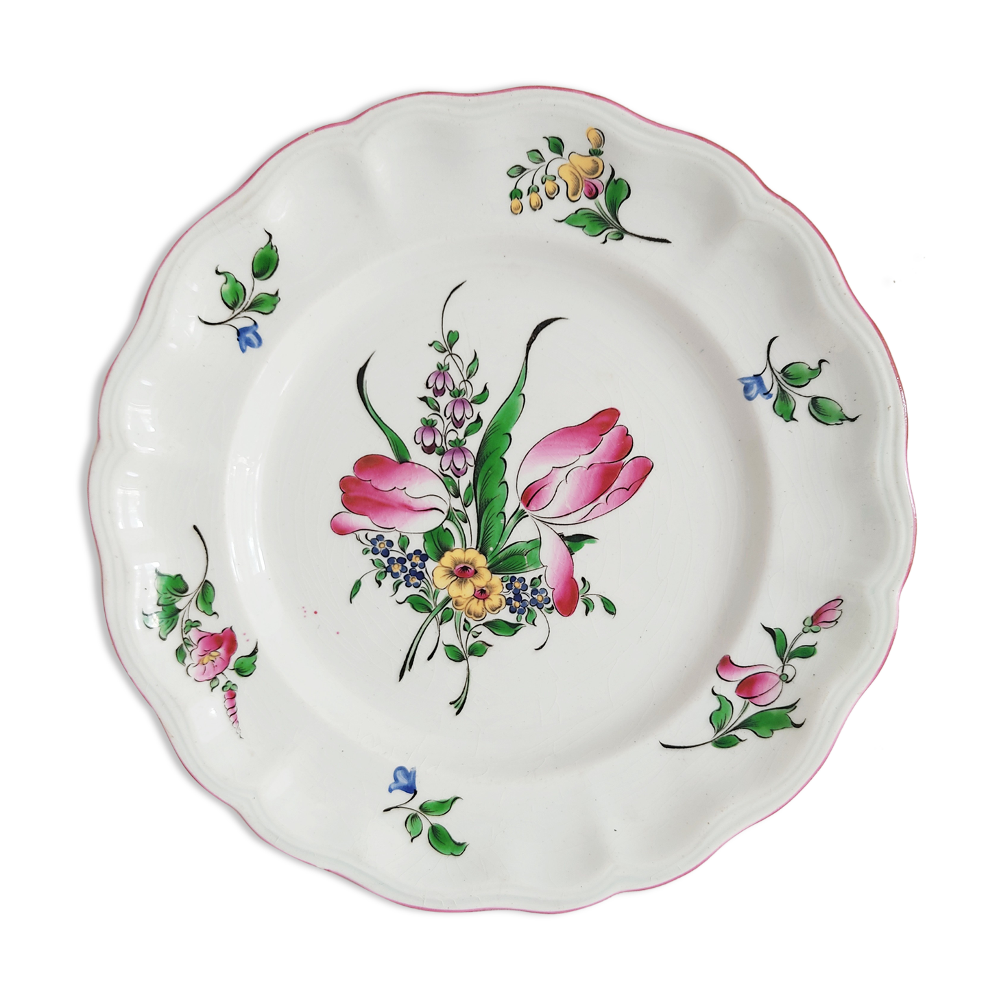 Plate Lunéville hand painted flowers