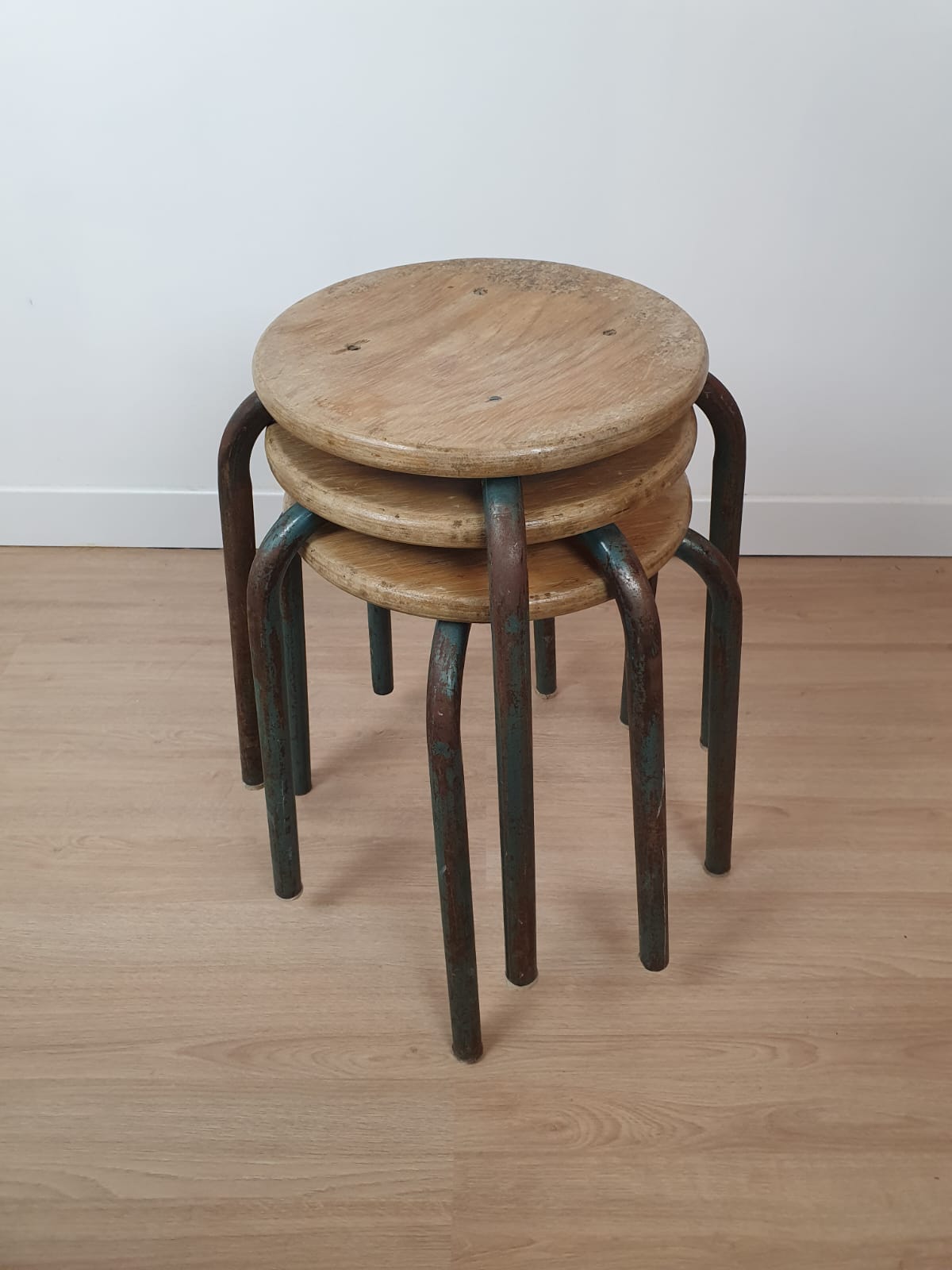 Lot three workshop stools 50s