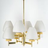 Sputnik chandelier with opaline glass by Kaiser, Germany, 1970s.