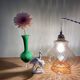 Vintage globe pendant light in amber glass
