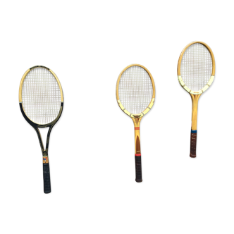 Set of 3 vintage 1950 Dunlop wooden tennis rackets